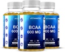 Vitamatic BCAA Gummies - שרשרת שרשרת Amino Acid תוספי - Peach Flavor - 600 מ"ג עבור המשרת - 60 טבעוני Pectin מבוסס חניכיים (3 בקבוקים)