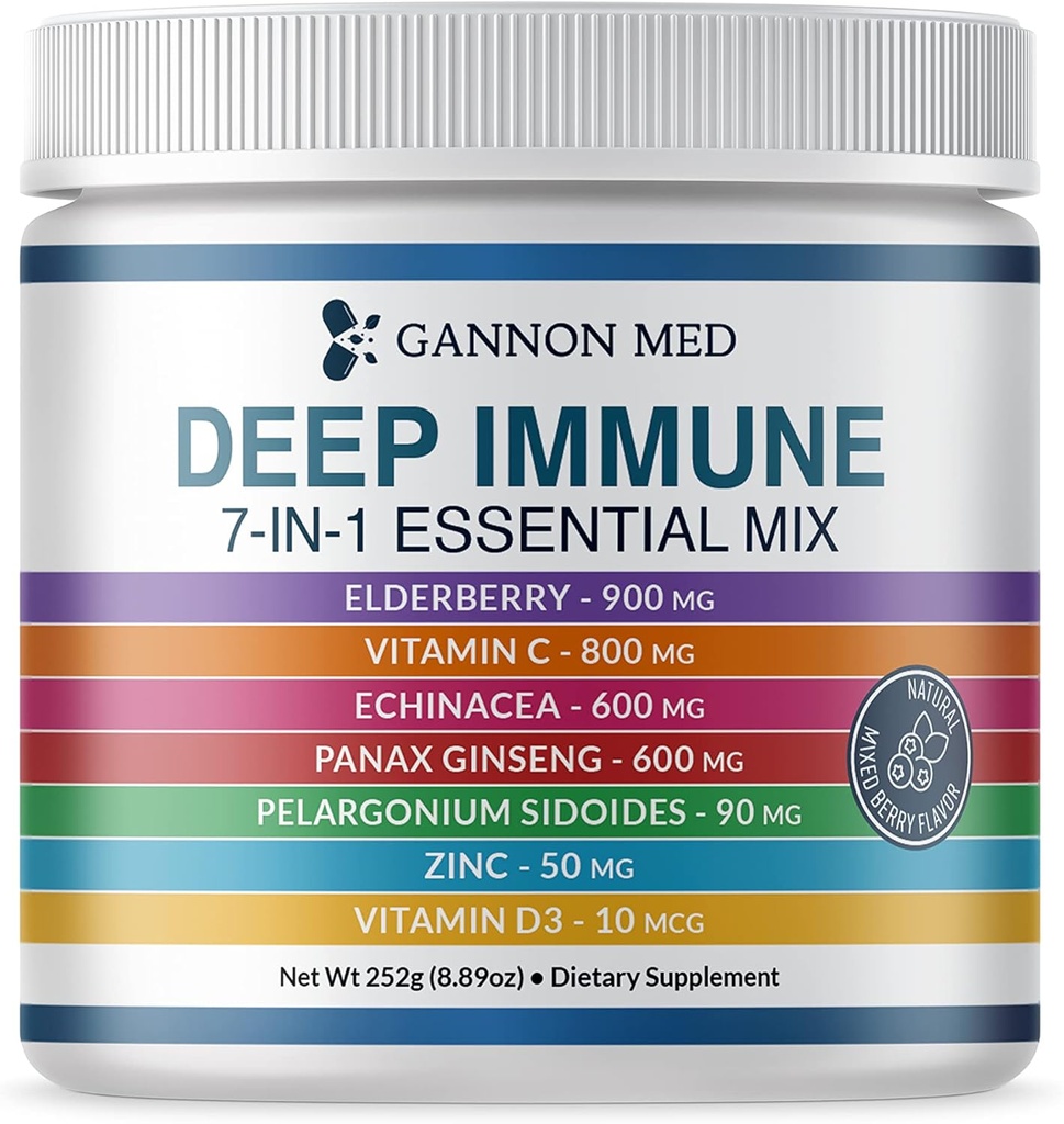 ויטמין Immunity for Adults and Kids - Immune Defense קפסולות עם Elderberry, ויטמין C, Echinacea, Garlic, Panax גינזנג ו- Zinc - 120 Caps (8.8 Oz אבקת)