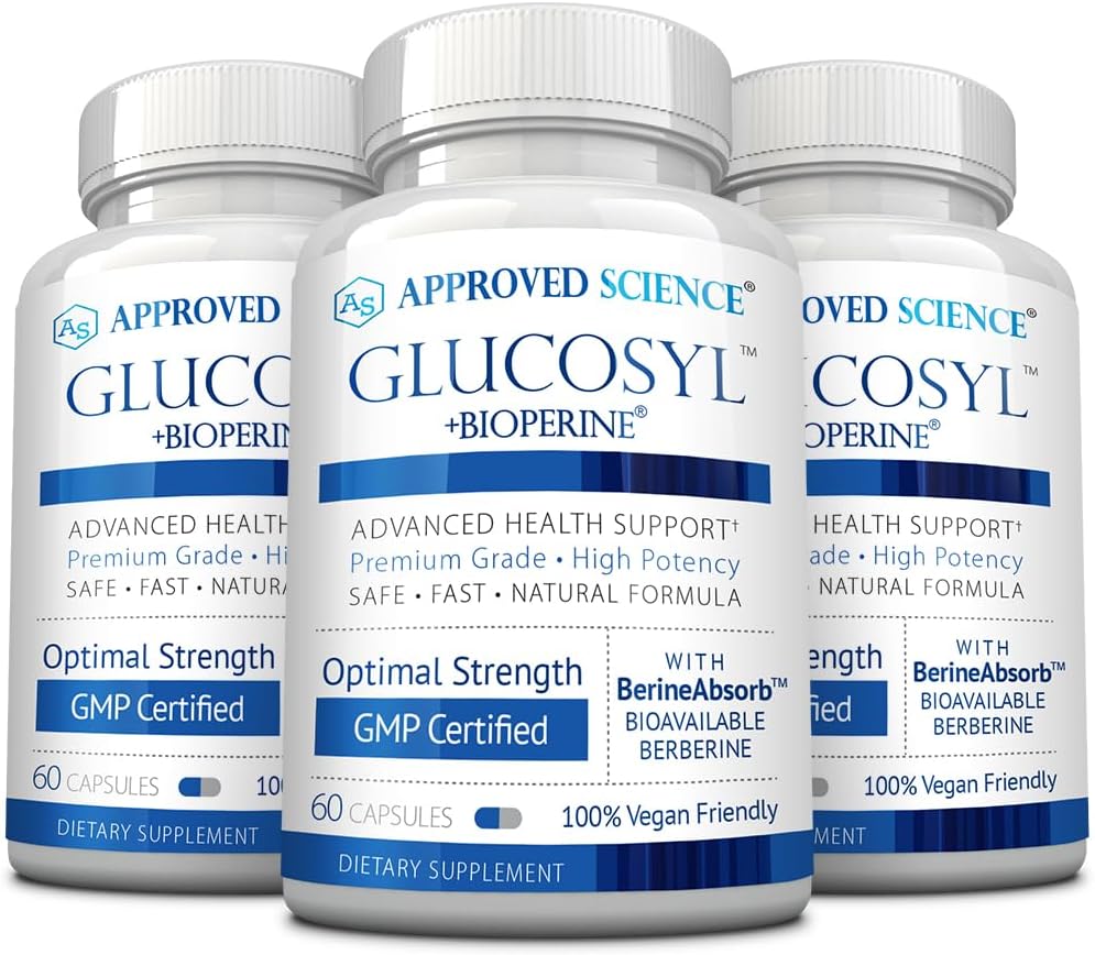 מוסמך מדע Glucosyl תוסף - 250 מ"ג Berberine, Mulberry, Aqueous Cinnamon - 60 קפסולות טבעוניות - Pack של 3