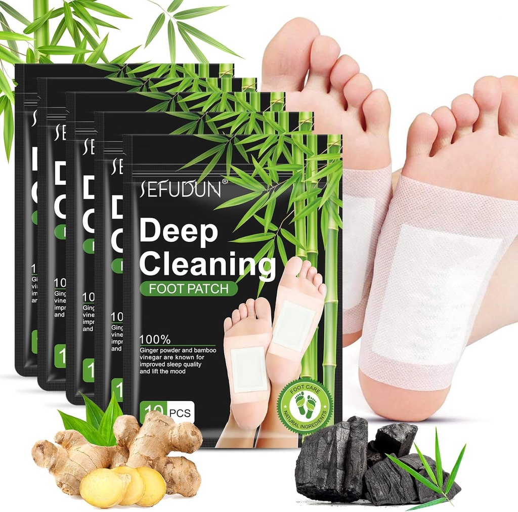 Tudiqe 50PCS Foot Pads, Pure Natural Bamboo ג'ינג'ר אבקת רגל אדפט עבור Foot Care, ג'ינג'ר רגל פאדס עבור שינה טובה יותר, Deep ניקוי Footches