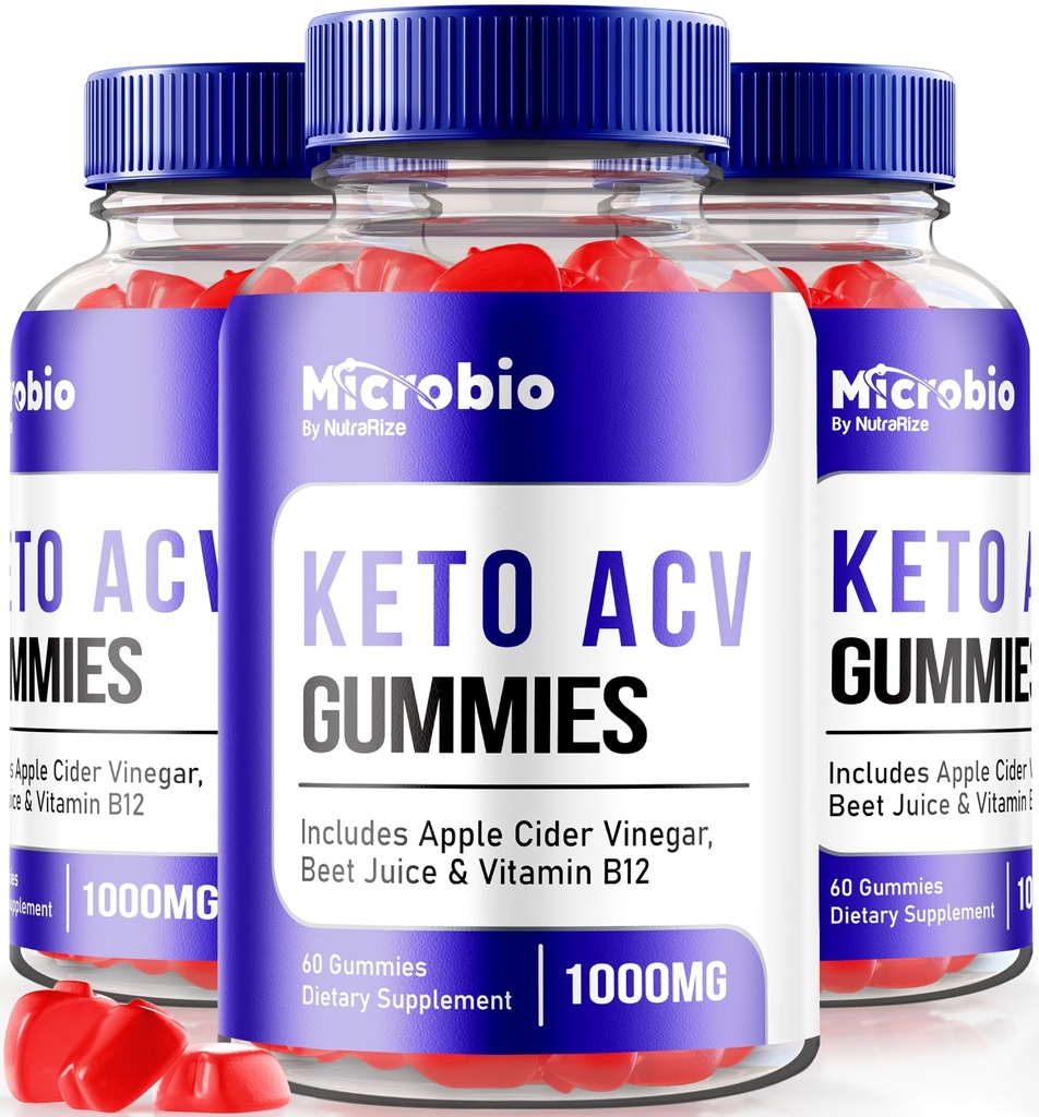 NutraRize (Pack of 3 MicroBio Keto ACV Gummies, רשמי Keto + ACV תוסף, All Natural Micro Bio, Apple Cider Vinegar ביקורות (180 מסטיקים)