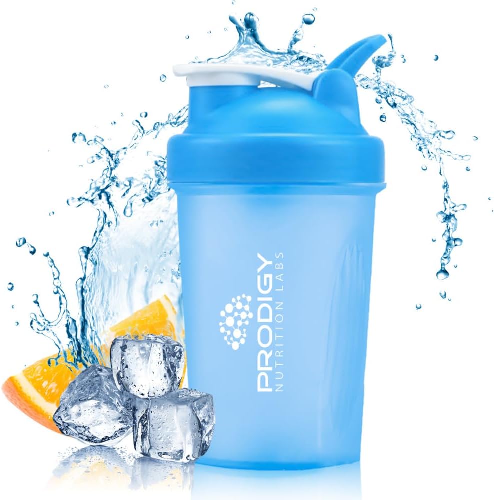 Prodigy Nutrition Labs Premium Shaker Bottle Perfect for Protein Shakes and Pre Workout -14 Ounce (כחול)