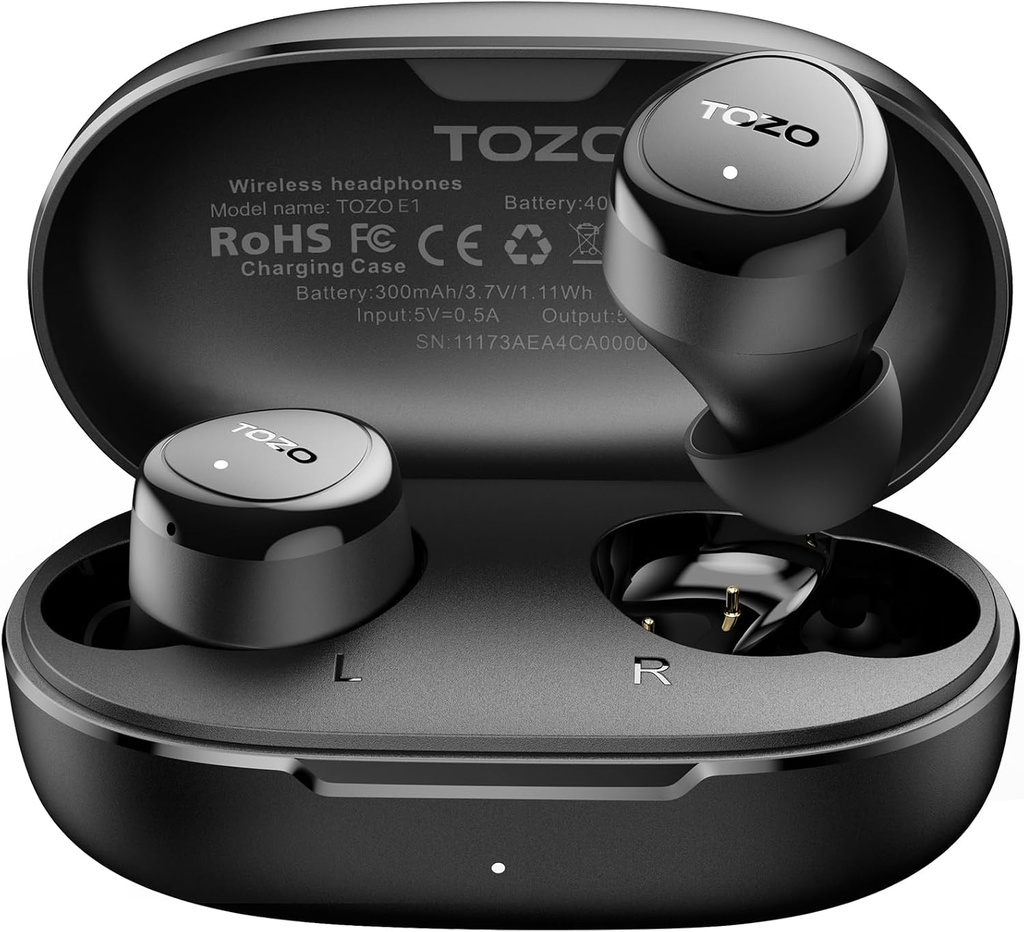 ToZO Wireless אוזנייםbuds לבנות ב Mic Clear Calls Ergonomy אור משקל Bluetooth 5.3 באוזן אוזניות בטיחות מים Premium Stereo Sound אוזניים Buds 30H Playtime עם 32 EQs באמצעות APP