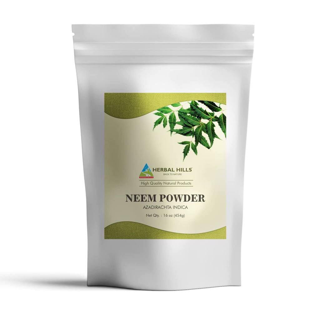HerBAL HILLS אבקת Azadirachta Indica Pure Neem Leaf / Leaves אבקת 16 Oz