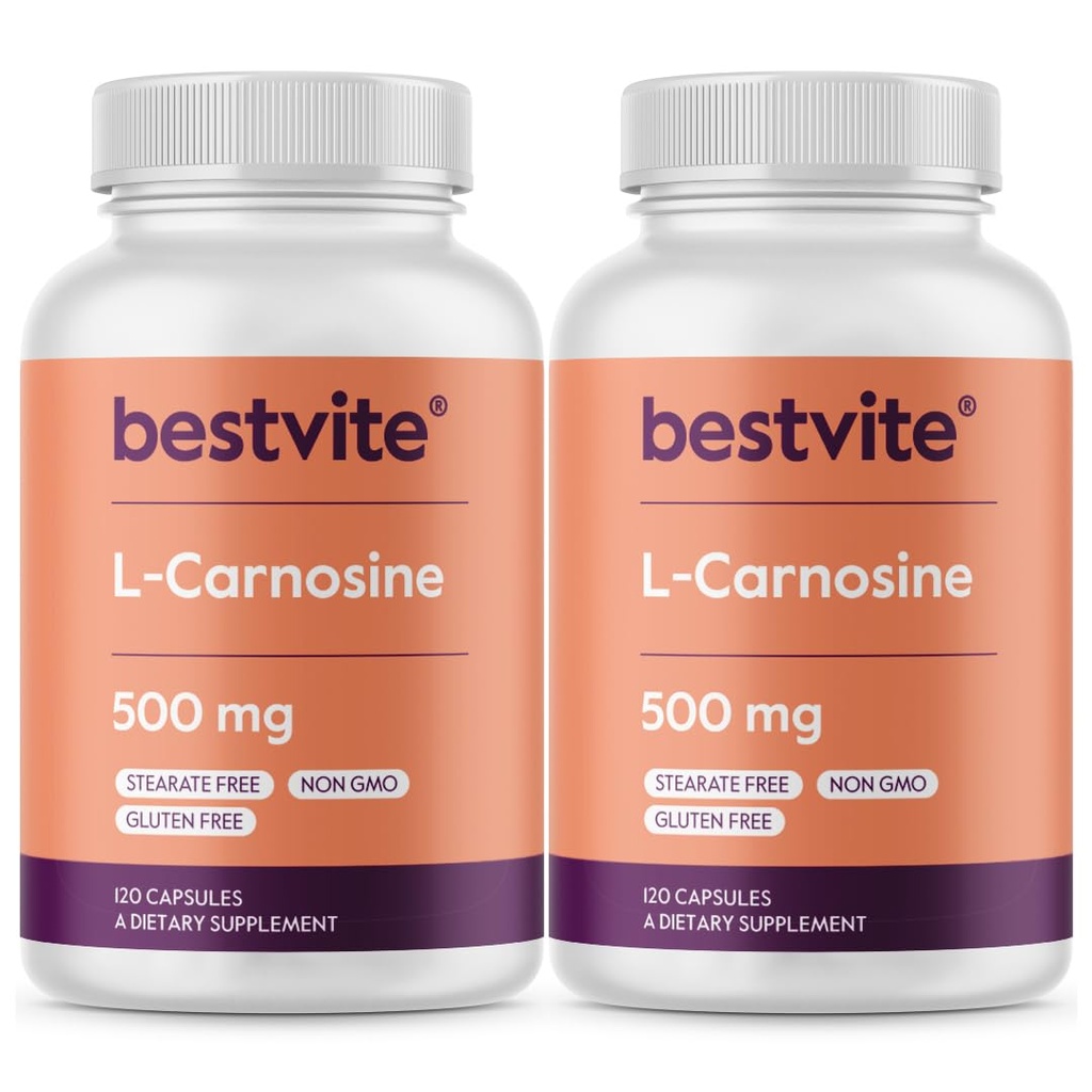 BestVITE L-Carnosine 500mg (240 קפסולות) (120x2) No Fillers - No Stearates - Non GMO - Gluten Freeten