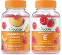 Magnesium 85 מ"ג + ויטמין E, חניכיים Bundle - גדול Tasting, ויטמין תוסף, Gluten Free, GMO חינם, Chewable Gummymymy