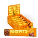 Misfits חלבונים טבעוני Bars, Peanut Butter Fudge - מתכון מעודכן צמחי מבוסס, סוכר נמוך וקרב, חטיפים סיבים גבוהים
