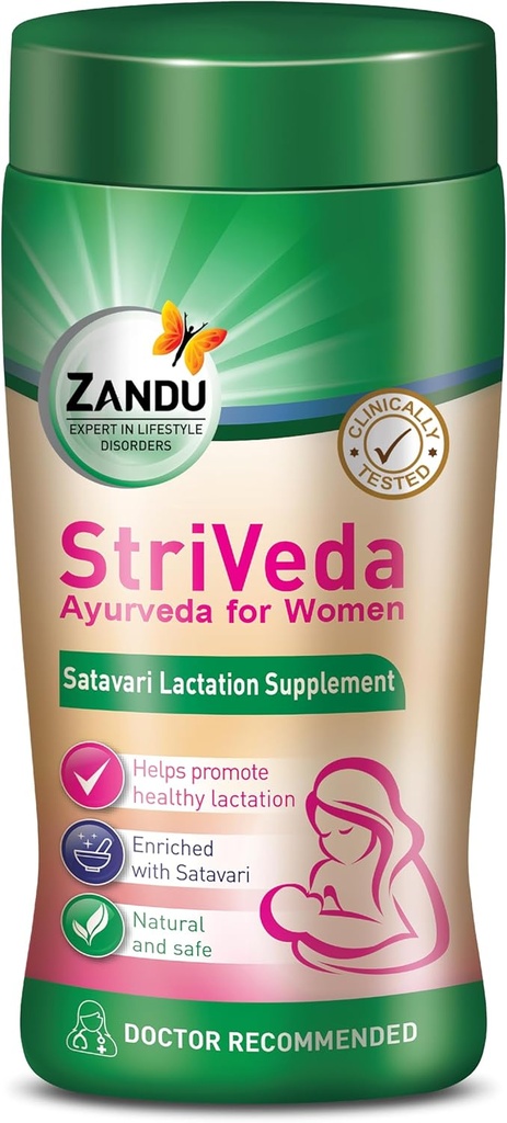 Zandu Striveda Shatavari Lactation אבקת תוספי מזון, תינוק להגדלת אספקת החלב השד, 210 G, דוקטור מומלץ, טבעי בטוח