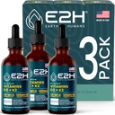 E2H EARTH TO HUMANS ויטמין D3 & K2 תוספת לתמיכה ב-Immune - ויטמין D3 5000 IU - Made in the USA | Non-GMO, Vegan - (3 בקבוקים)