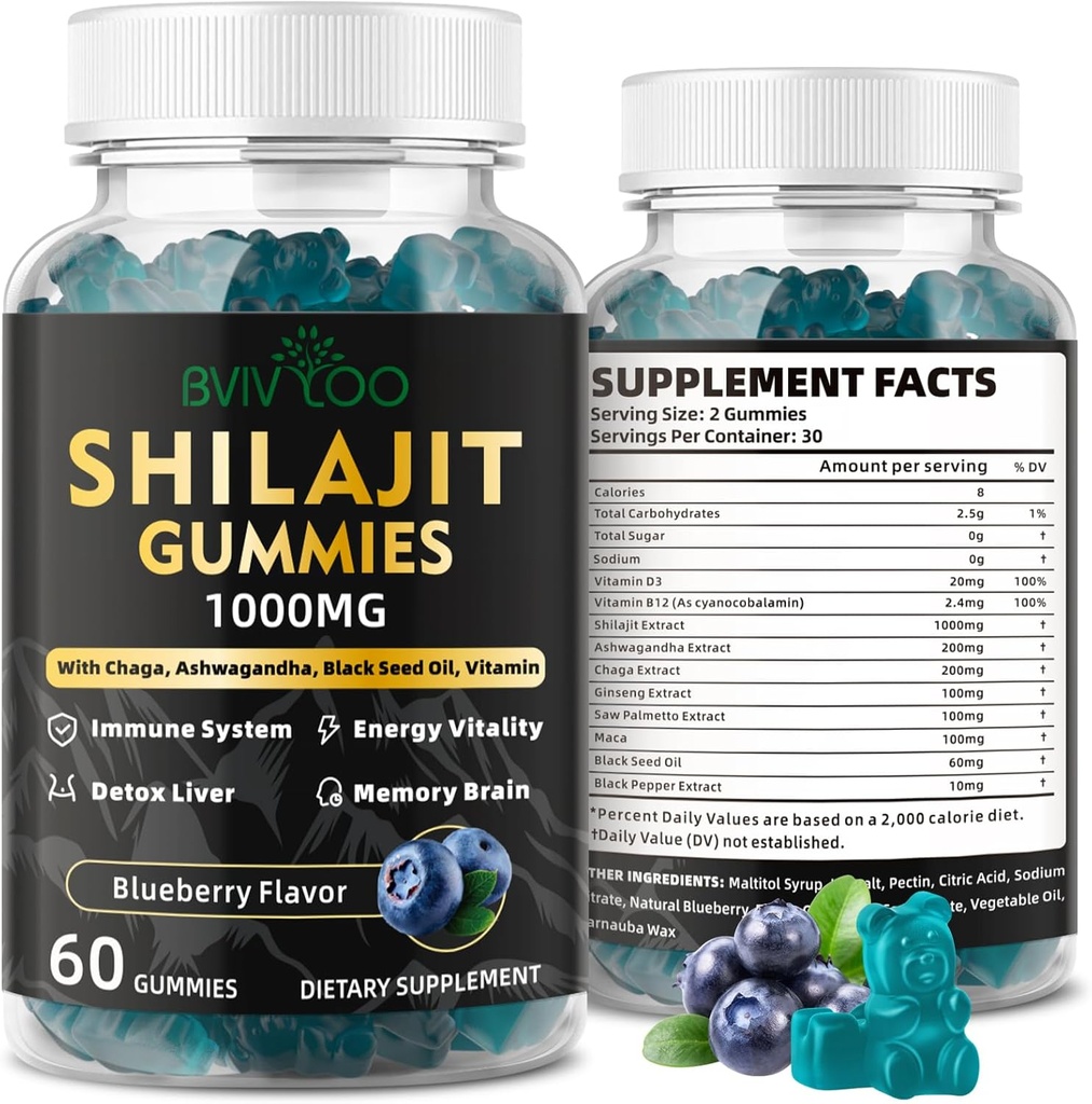 חניכיים Shilajit עבור גברים ונשים - סוכר חינם Shilajit תוספת עשיר ב 85 + Trace מינרלים & Fulvic Acid, מתן אנרגיה, מוח ותמיכה חסינות - 60 חניכיים