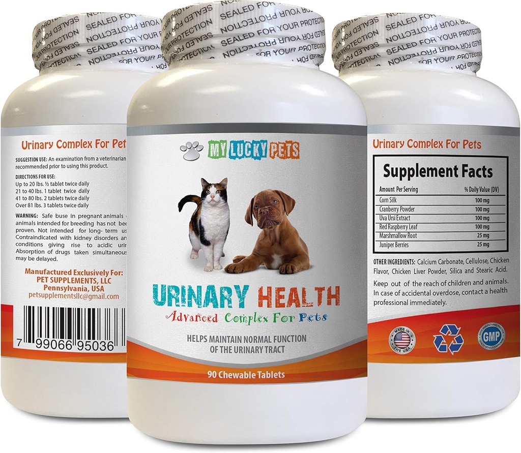Cat Urine Treats - חיות Urinary Health Complex - for Dogs and Cats - Advanced Bladder Support - Cranberry לחתולים - 1 בקבוק (90 טיפולים)