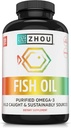 Zhou Fish Oil - Fish Oil Supplement for Women & Men, Omega 3 Fatty Acid, Natural Source of DHA & EPA for Adults, Burpless, Pure, Heart & Joint Health - 120 Softgels