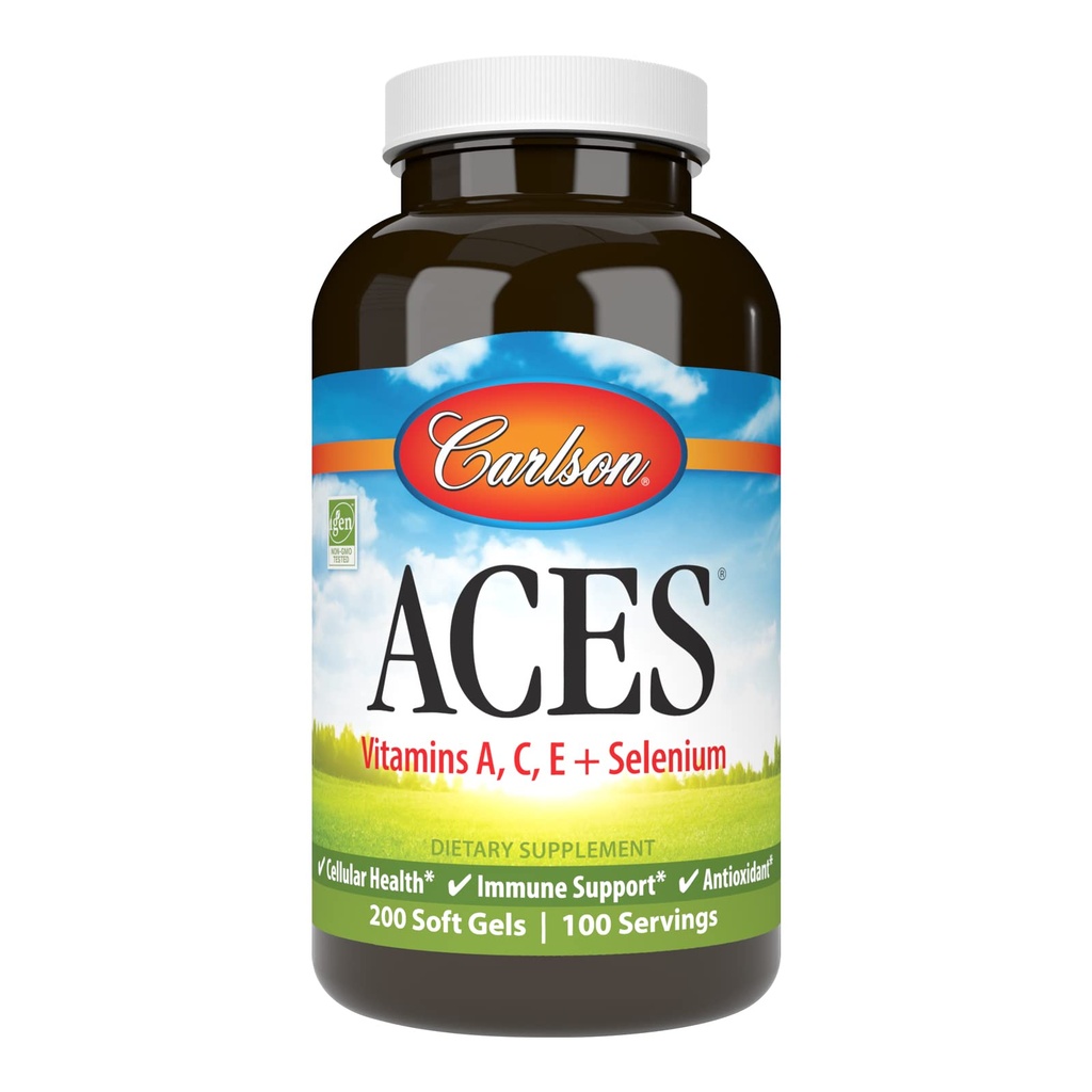 קרלסון - ACES, ויטמין A, C, E + Selenium, בריאות סלולרית & Immune Support, Antioxidant, 200 Softgels