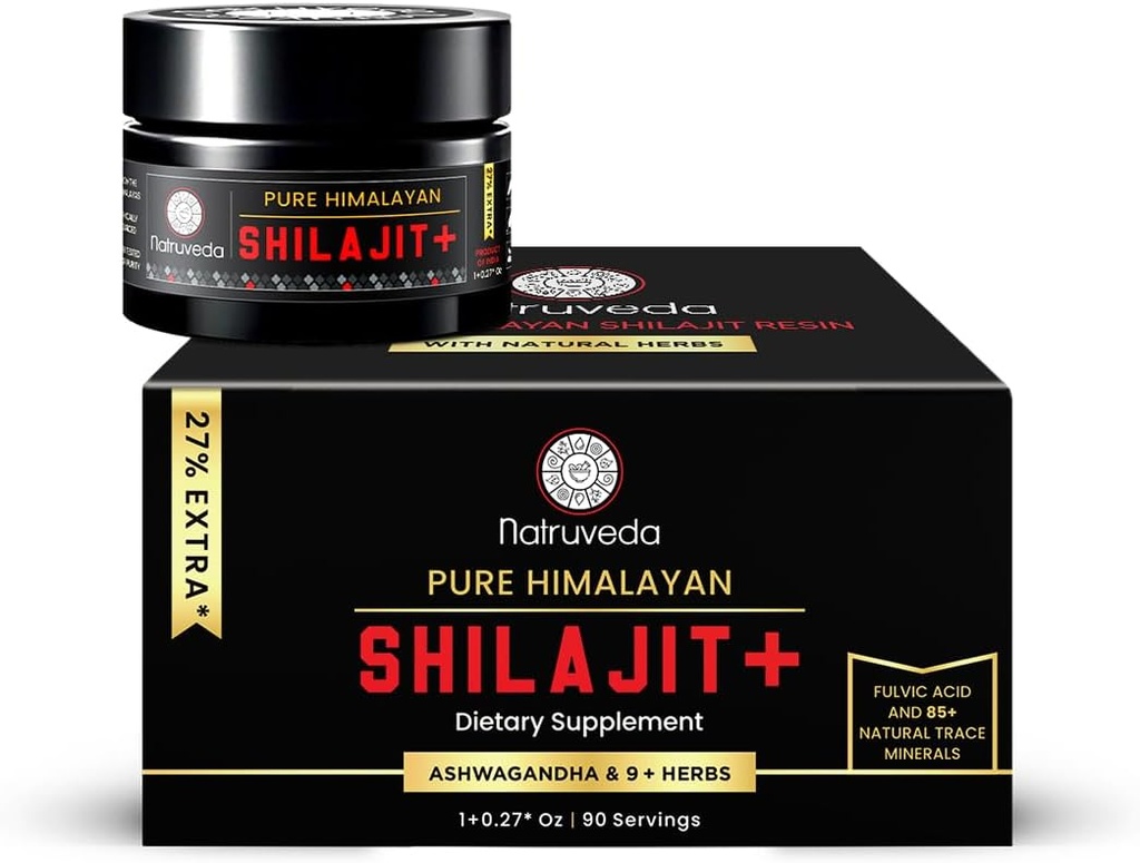 ההימלאיה Shilajit Resin for Men & Women - אורגני Shilajit, Fulvic Acid & 85+ Natural Trace מינרלים - Ayurvedic Dietary Tea Resin, 10 מרכיבים טבעיים f - 90 משרתים, 1.27oz