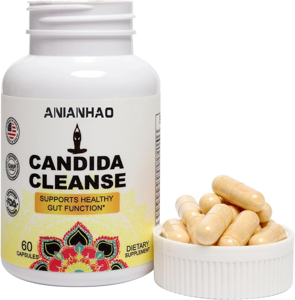 Candida לנקות עם עשבים טבעיים ופרוביוטיקה, Oregano Leaf, Wormwood, Caprylic Acid, Black Walnut