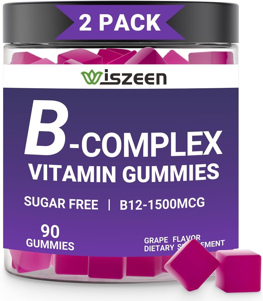 סוכר חינם ויטמין B מורכב חניכיים עם ויטמין C, Methylated B מורכב ויטמינים עבור נשים, גברים ומבוגרים - B12, B1, B3, B5, B5, B7, B7, B9 - ויטמין B Complex for Energy Immune Support