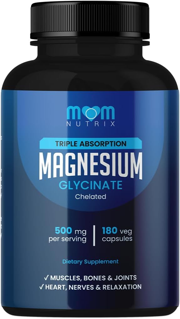 Magnesium Glycinate - 500 מ"ג Chelated Triple Absorption Magnesium - Heart, Bones, Joints Support - Calm & להירגע - 180 קפסולות