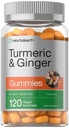 Horbäach Turmeric וג'ינג'ר חניכיים | 120 Count | Peach Flavor | טבעוני Non-GMO & Gluten Free Supplement