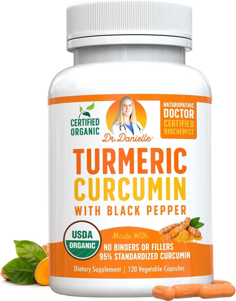 כורכום אורגני עם Black Pepper Extract 2000 מ"ג - תוספת גבוהה של Absorption Ultra Potent - 95% Curcuminoids - טבעוני, non GMO לתמיכה משותפת - 120 קפסולות