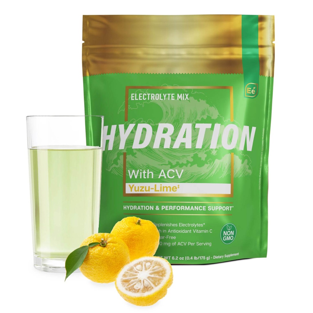 עיקרי אלמנטים הידרה Packets - Yuzu Lime Pack - סוכר חינם אלקטרוליט אבקת Packets - 25 Stick Packs של אבקה אלקטרוליטים No Sugar - משקה השקה - עם ACV & ויטמין C