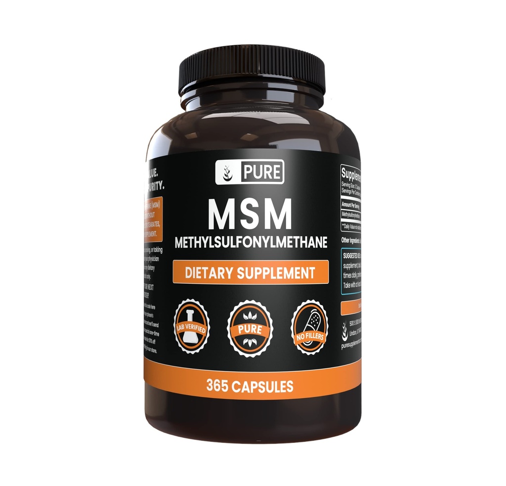 MSM (365 קפסולות) No Magnesium Or Rice Fillers, Always Pure, Lab מאומת