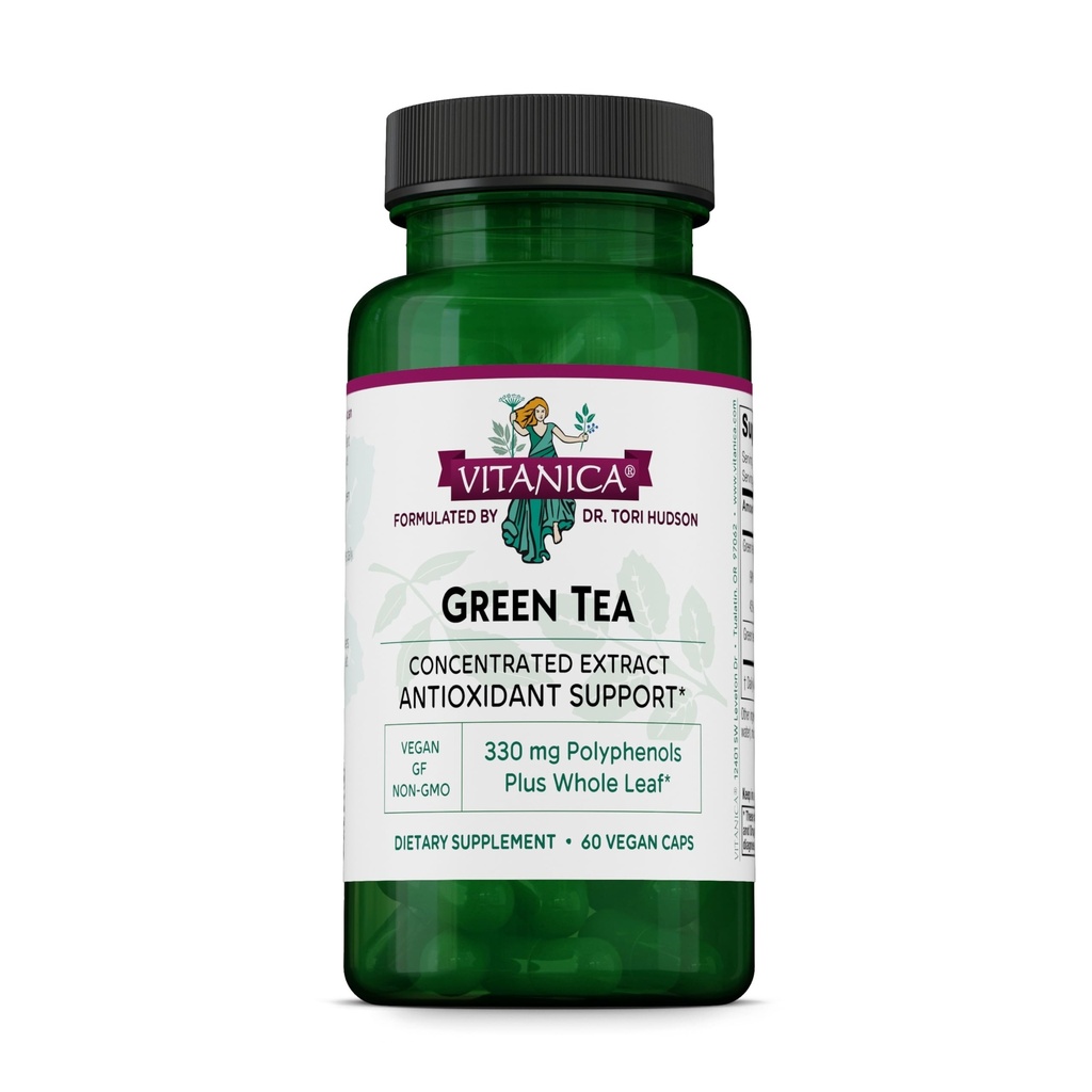 Vitanica Green Tea Extraction: 330 מ"ג, 45% EGCG, 98% פוליפנולים ו 80% Catechins, Energy Antioxidant and Immune Support, טבעוני, 60 קפסולות