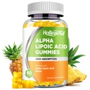 Alpha Lipoic Acid Gummies 1000Mg עם biotin, High Absorption Chewable ALA תוספת עבור Antioxidant, Brain Health and Nerve תמיכה, Pineapple Flavor, סוכר חינם, 60 צ'אדות