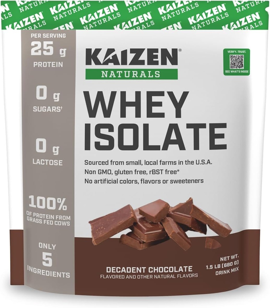 Whey Isolate | שוקולד | 25g חלבון | Grassאכילה | No Artificial Ingredients | רק 5 רכיבים | Fast Absorption | ראו את תוצאות הבדיקות | 0g Lactose | Get Free | Non GMO | 1.5lb | 22 מנות
