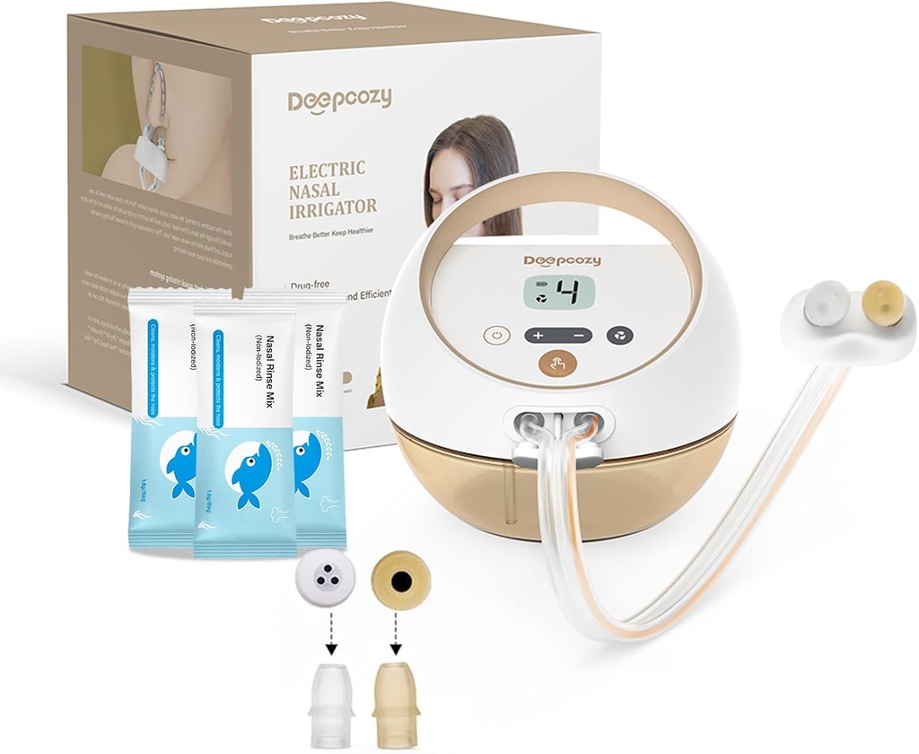 מערכת השקיה חשמלית של מערכת הבריאות Sinus Rinse Machine עם 30 Salt Packets, Nose ניקויer for Sinus Adult, Nasal Flush System Voyageestion & Run Nose Relief, Nose ניקויer (Device Auto-Cleaner)