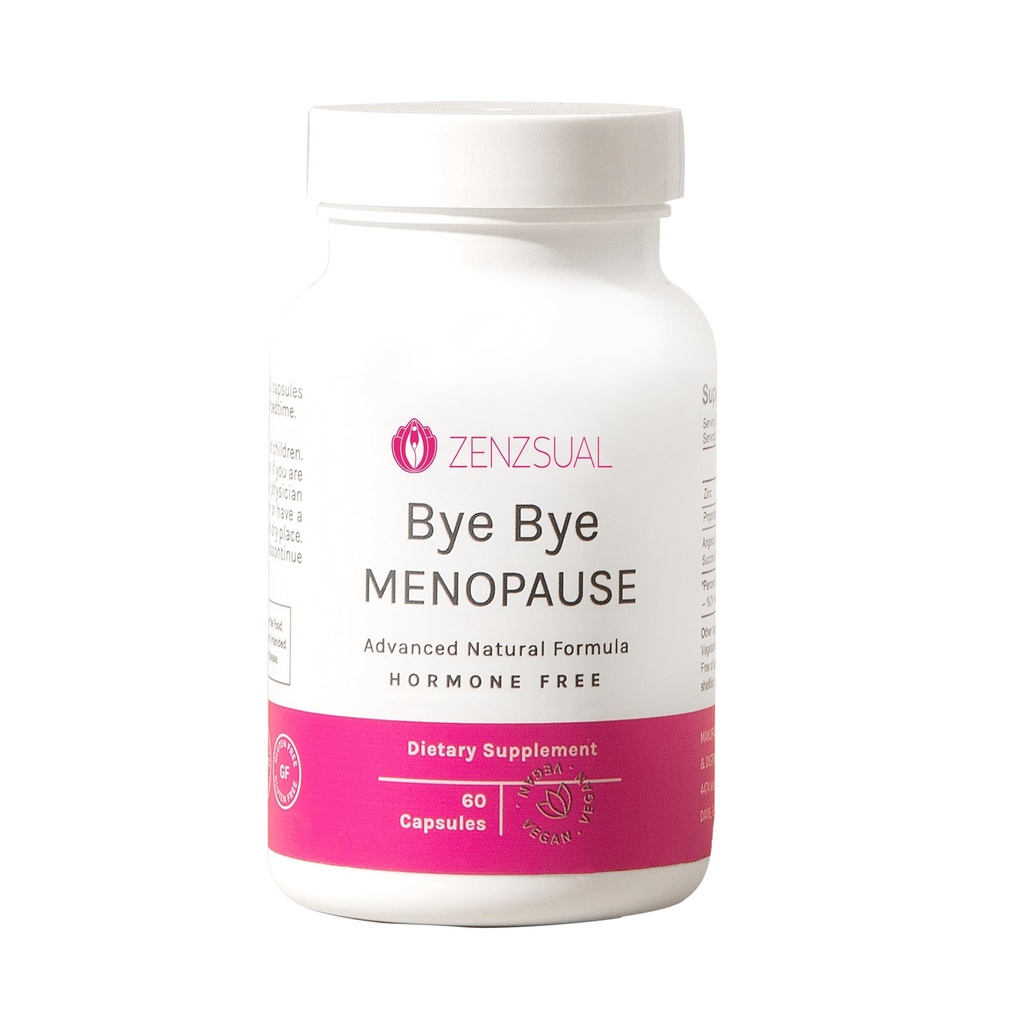 ZENZSUAL Bye Bye Menopause with Melatonin – Natural Menopause Support for Women – Hot Flashes, Night Sweats, Hormone Balance & Restful Sleep – Vegan, Estrogen-Free Menopause Supplement – 60 Capsules