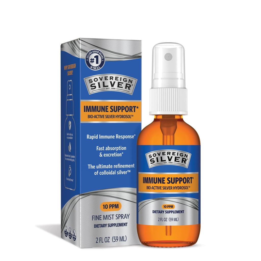 ריבונית Silver Immune Support, Colloidal Silver, Bio-Active Silver Hydrosol,10 ppm, Fine Mist Spray, 2 Fl Oz
