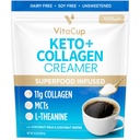 VitaCup Keto + Collagen Coffee Creamer Vanilla Flavor עם MCT, חלבון קולג'ן, קוקוס מים, L-theanine for Keto Diet, Use in Coffee, Smoothies, & Shakes, חלב חינם, Gluten-Free, Soy-Free, 10ozine for Keto Diet, Use in Coffee, Smoothies, & Shakes, Milk-Free, Gluten-Free, Soy-Soy-Soy-Free, 10oz