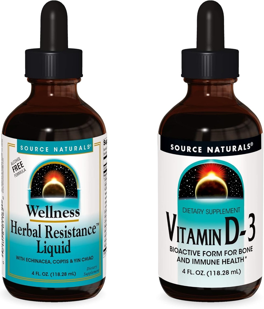 מקור: Naturals Liquid Supplements, Herbal Resistance ו 2000 iu ויטמין D-3-4 oz