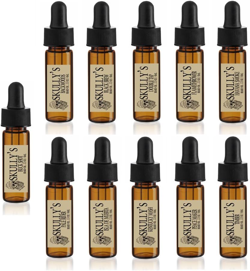 הדגימה של Skully's Beard Oil Set (11) 5 מ"ל זכוכית, חבילות נסיעות