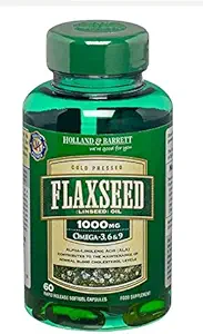 הולנד ו Barrett Vegetarian Flaxseed שמן 60 קפסולות 1000mg / Omega 3,6 & 9
