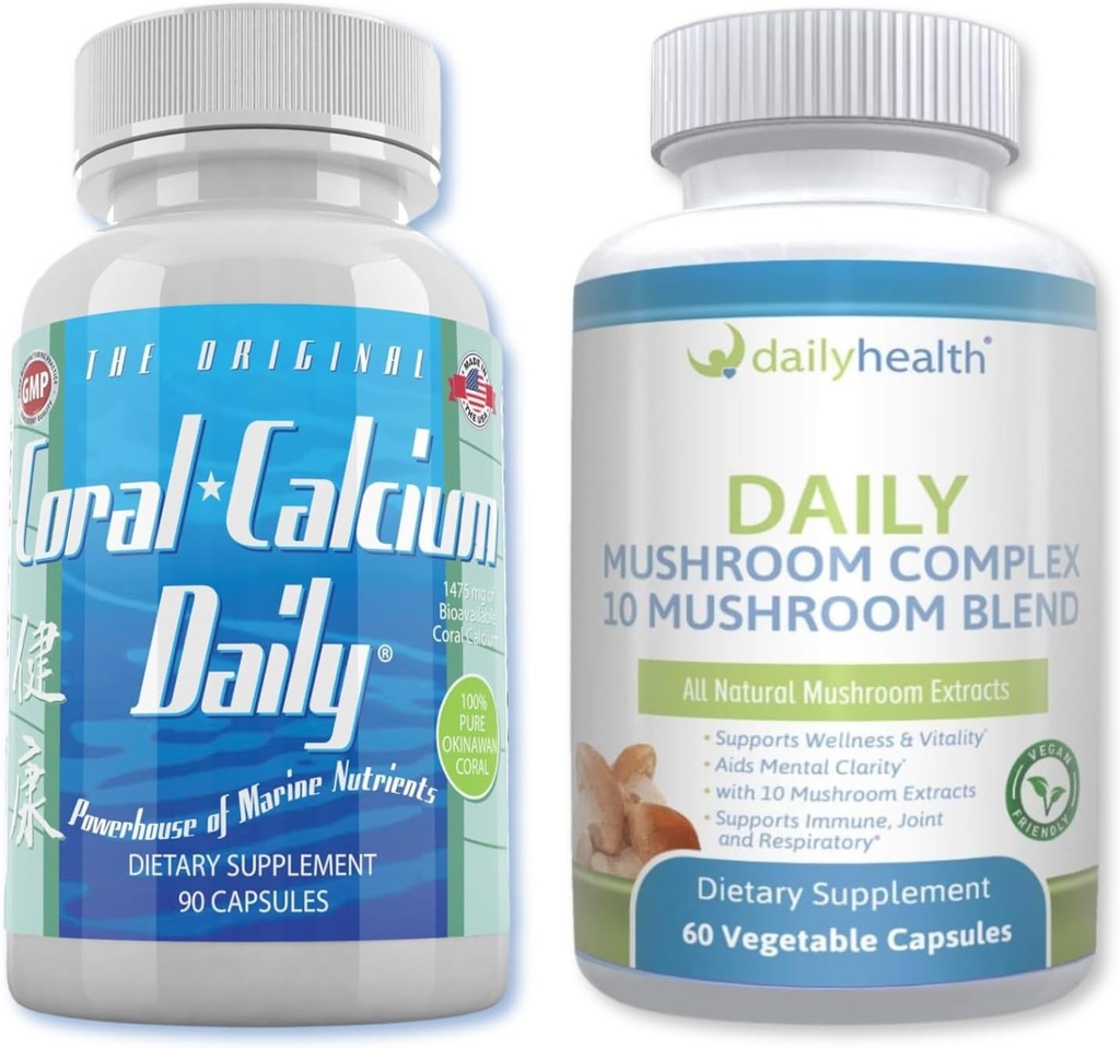 Daily Health - Coral Calcium Daily & 10 Mushroom Complex Combo (1 חודש אספקה)