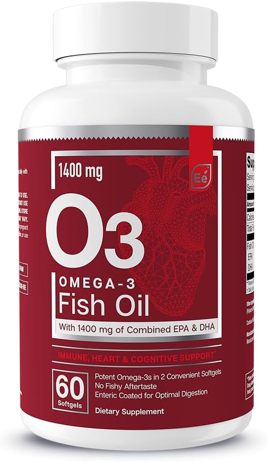 יסודות חיוניים אומגה 3 שמן דגים תוספת עם EPA & DHA | Fatty Acids for Immune, Heart & Cognitive Support