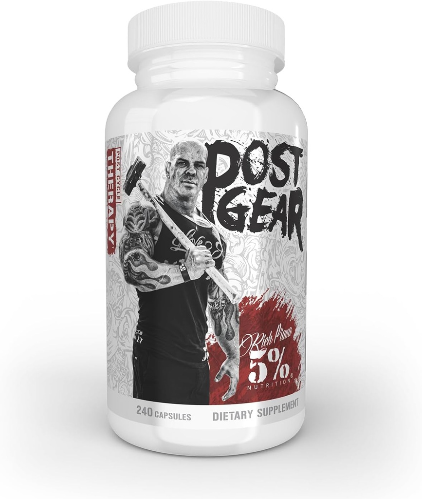 5% תזונה Rich Piana Post Gear PCT תמיכה Booster | Estrogen Blocker, Aromatase Inhibitor | Post Cycle Therapy תוסף | DAA, DIM, Longjack, Sting Nettle, Milk Thistle, 240 קפסולות