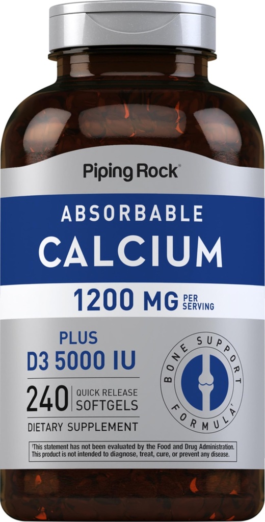 Piping Rock Calcium 1200 מ"ג עם ויטמין D3