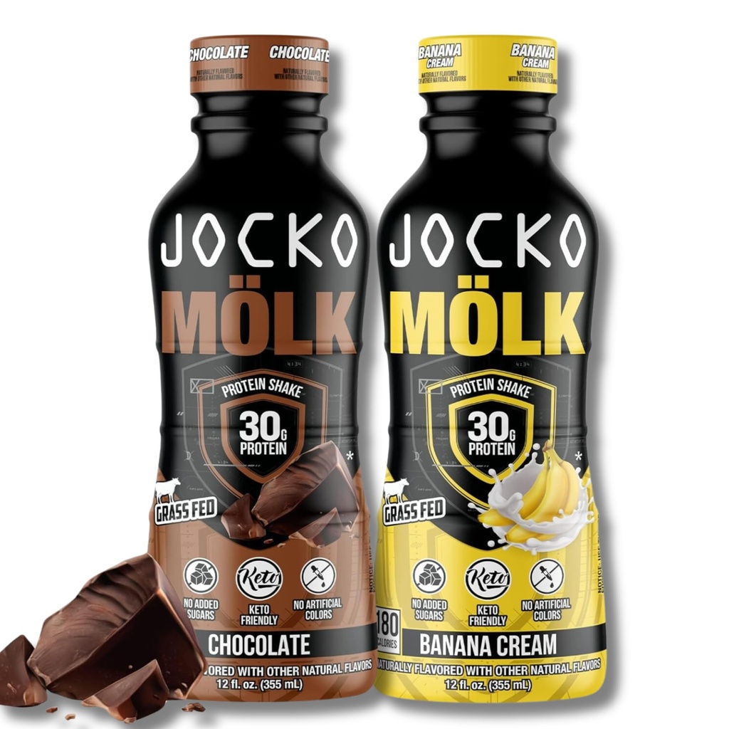 Jocko דלק Mölk RTD חלבון Shakes Bundle - שוקולד בננה קרם (24 Pack Total)