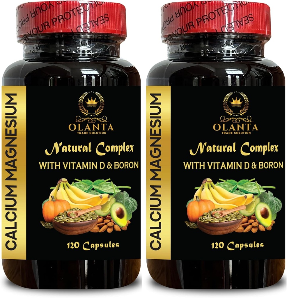 Calcium Magnesium תוסף - הרפיה שרירים, Calcium Citrate עם ויטמין D, Magnesium ו Manganese, Phosphorus Gluten Free, non GMO - 2 בקבוקים 240 קפסולות