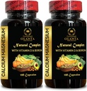 Calcium Magnesium תוסף - הרפיה שרירים, Calcium Citrate עם ויטמין D, Magnesium ו Manganese, Phosphorus Gluten Free, non GMO - 2 בקבוקים 240 קפסולות