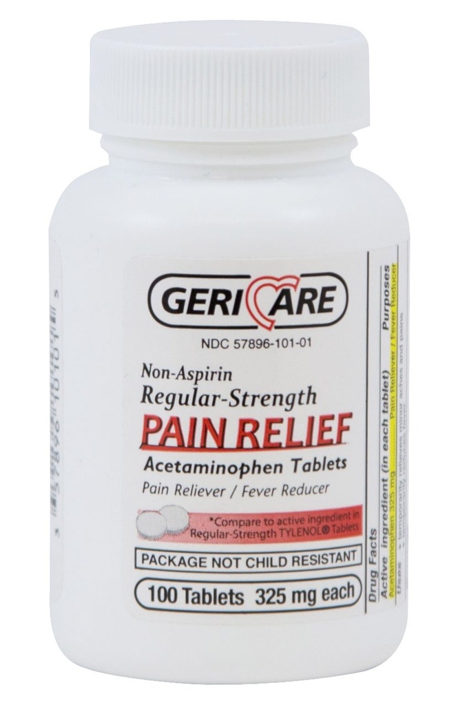 Macsson 60-101-01 GeriCare Acetaminophen Tablet, 325 מ"ג, Pack של 100 מ"ג, Pack of 100