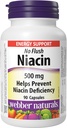 Webber Naturals No Flush Niacin ויטמין B3 כמוסות, 500 מ"ג 90