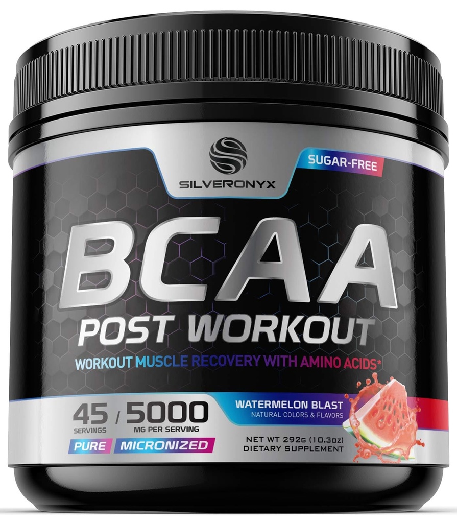 אבקת Workout Recovery with BCAA - תוספת שומן התאוששות שרירים עם L-Glutamine & Amino Acids - סוכר חינם לאחר צריכת הידרה עבודה - Watermelon Blast - 45 משרתים