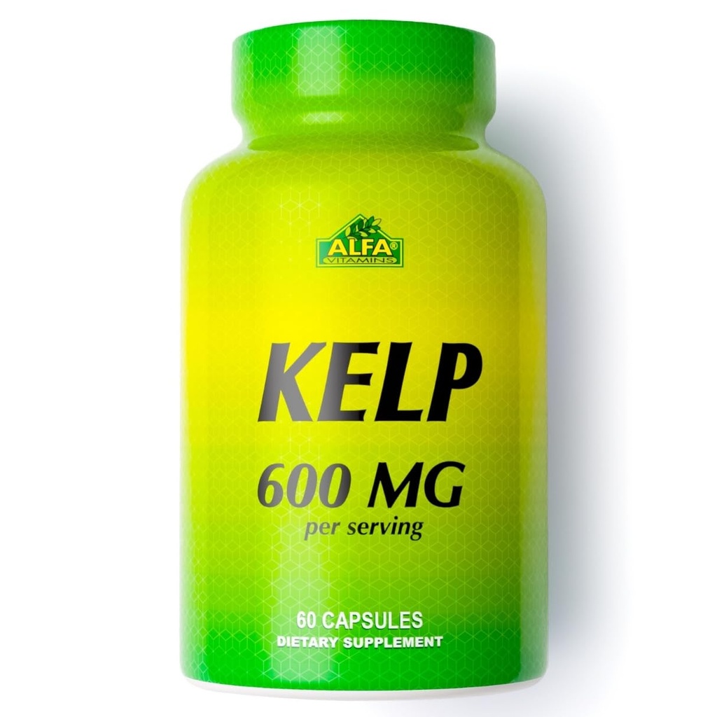ALFA VITAMINS Kelp תוסף, 600 מ"ג של Seaweed Kelp (Ascophyllum Nodosum), עשיר ב Iodine & Fucoidan, תומך הפונקציה Thyroid & Metabolic, ויטמינים עבור בריאות, Non GMO, 90 טבליות