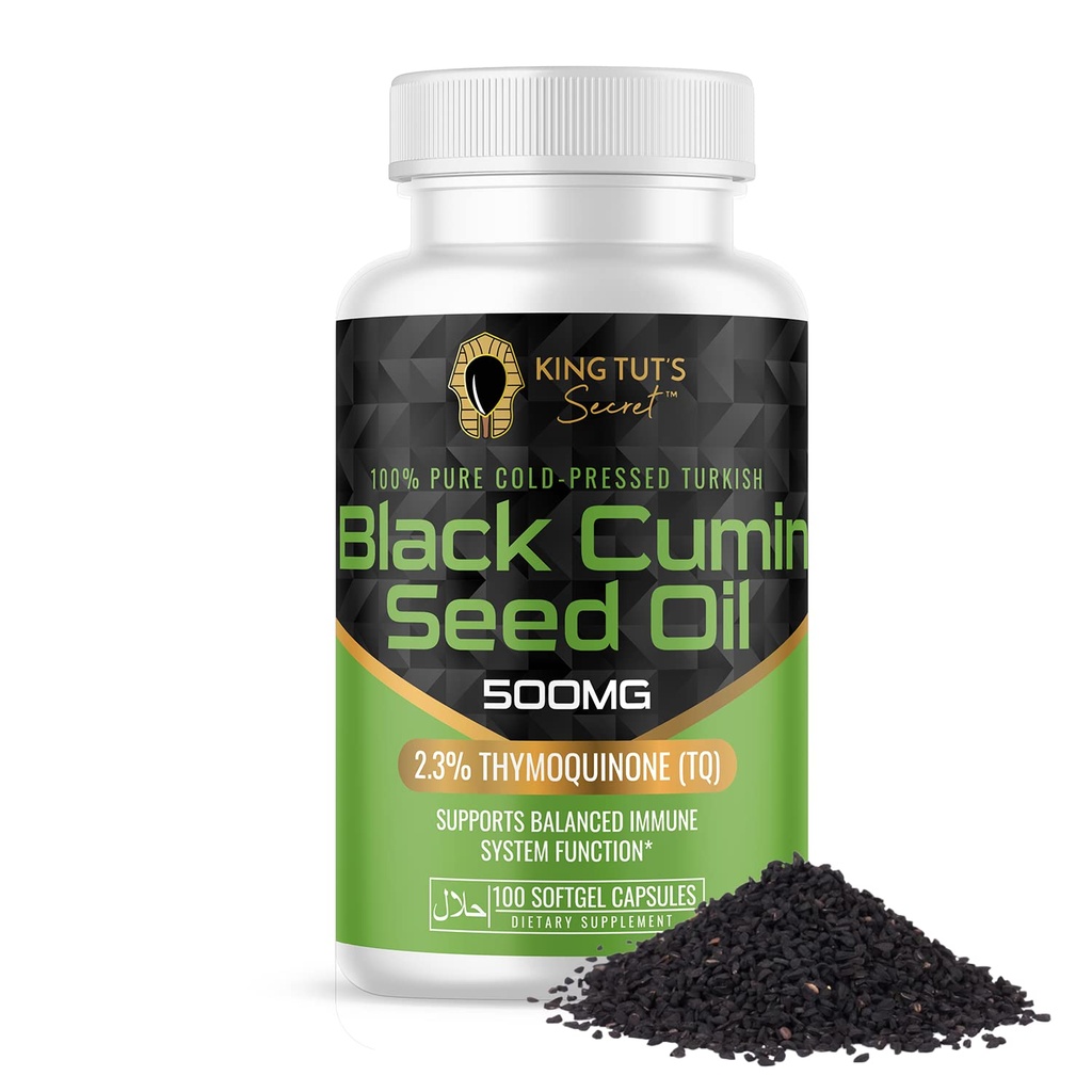 KING TUT'S SSSSS SECRET Black Seed כמוסות - 500 מ"ג 100 Softgels - Nigella Sativa Extractiva Extract, Black Cumin תוסף לשיער, תמיכה אנטי-חמצן, Immune System - Halal Black Seed Kamin שמן קפסולות שמן קפסולות שמן קפסולות