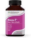 Life Seasons Beau-T - שיער, ריח, ו- Skin תוסף - מקדם שיער בריא וגידול ריחני - תמיכה Clear Skin & Fights Acne - Nailener - מכיל biotin Collagen Turmeric - 180 קפסולות