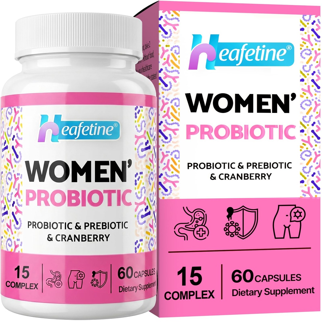 Probiotics for Women, 300 מיליארד CFUs Probiotics לנשים, 15in-1 נשים פרוביוטיקה ופרוביוטיקה, עבור Vaginal, Urinary Tract, PH Balance, Immune, Digestive & Gut, Bloating Health, 60s Caps Caps
