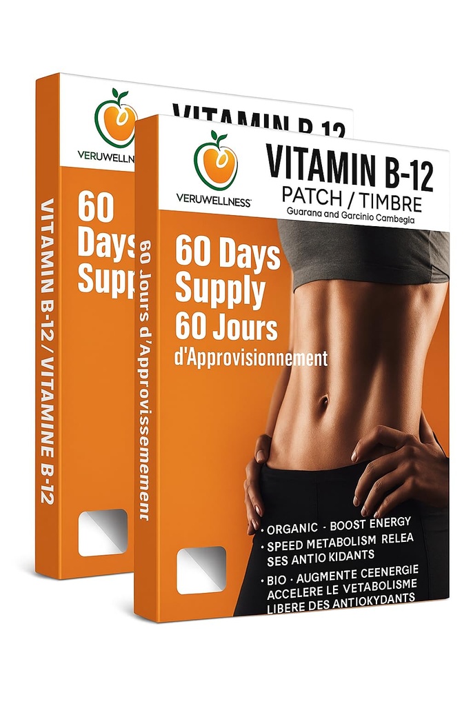Veru Wellness B12 Patch - Energy Boost (2-Pack) - 120 יום B12 Patch - No Caffeine